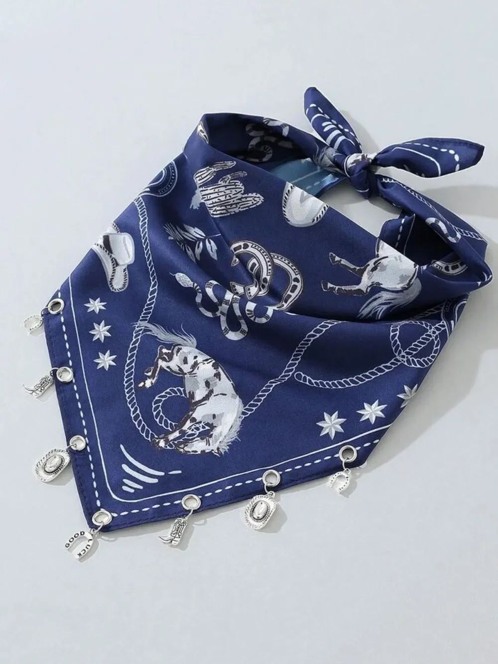 Navy Western Charm Bandana Scarf S201